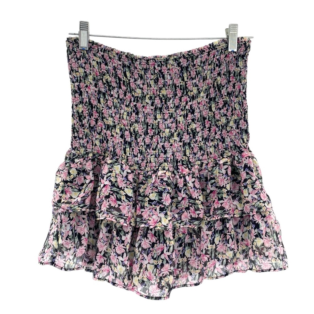 Allison New York Floral Ruffle Smocked Mini Skirt Large Boho Cottagecore